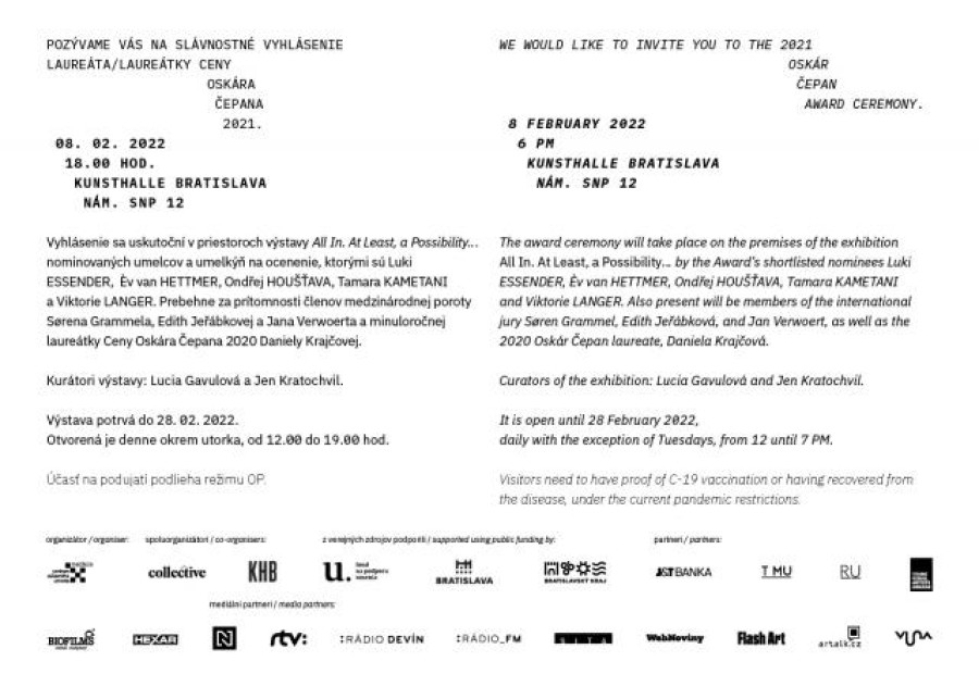 Invitation - Oskár Čepan Award ceremony